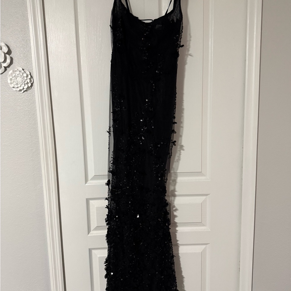 Oh polly embellished fishtail corset gown black size 4